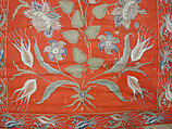 Cover or Hanging, Wool, silk, metal wrapped thread; twill weave, embroidered