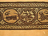 Textile Fragment, Wool, linen; plain weave, tapestry weave