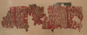 Fragmentary Band with Scenes from the Infancy of Christ, Wool, linen, silk; warp-faced compound twill