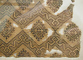Textile Fragment, Linen, silk; plain weave, brocaded