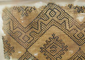 Textile Fragment, Linen, silk; plain weave, brocaded