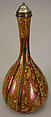 Bottle, Stonepaste; luster-painted on yellow glaze ground with cobalt blue glaze