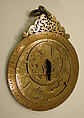 Astrolabe of ‘Umar ibn Yusuf ibn ‘Umar ibn ‘Ali ibn Rasul al-Muzaffari, ‘Umar ibn Yusuf ibn ‘Umar ibn ‘Ali ibn Rasul al-Muzaffari (Yemini, ruled 1295–96), Brass; cast and hammered, pierced, chased, inlaid with silver