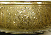 Basin, Brass; inlaid with silver