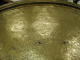 Tray, Brass; engraved and inlaid with silver and black compound