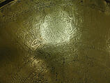 Tray, Brass; engraved and inlaid with silver and black compound