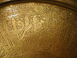 Tray Made for the Rasulid Sultan al-Mu'ayyad Da'ud ibn Yusuf, Brass; engraved and inlaid with silver and black compound