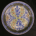 Dish with Floral Designs, Stonepaste; polychrome painted under transparent glaze