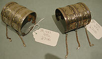 Armband, One of a Pair, Silver; fire-gilded with decorative wire