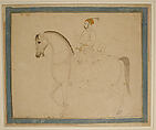 Nawab Muzaffar 'Ali Khan on Horseback, Attributed to Rai Kalyan Das (Chitarman II) (Indian, active 1715–60), Ink, opaque watercolor, gold on paper