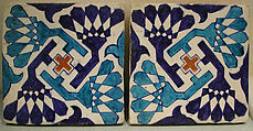 Tile, Stonepaste; polychrome painted under transparent glaze