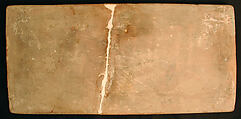 Tile from a Frieze, Stonepaste; inglaze painted in blue and turquoise and luster-painted on opaque white glaze