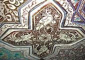 Cross-Shaped Tile, Stonepaste; inglaze painted in blue and turquoise and luster-painted on opaque white glaze
