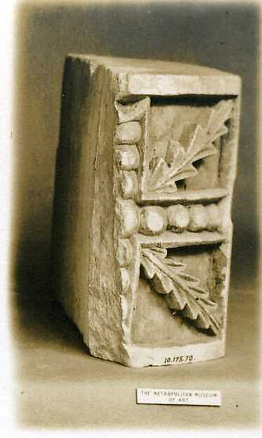 Fragment of  a Block with a Beaded Cross and Leaves by an unrecorded maker, The Metropolitan Museum of Art