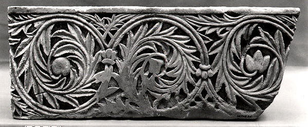 Fragment of Frieze with Acanthus Leaves Encircling Fruit and Flowers