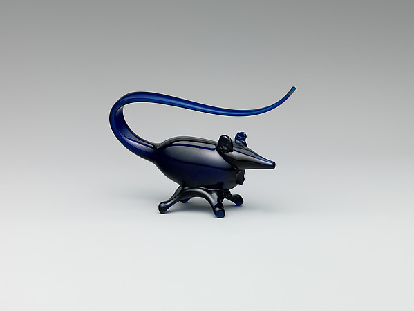 Figure of a Mouse in Deep Blue Glass, probably 19th century