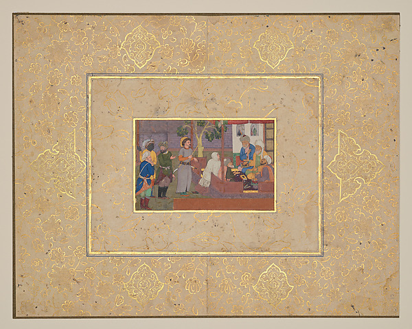 "An Old Man and His Young Wife Before Religious Arbitrators," Folio from a Gulistan of Sa'di