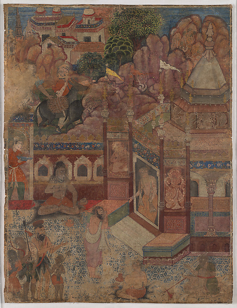 "A Supplicant at a Hindu Temple," Folio from the Hamzanama (The Adventures of Hamza)