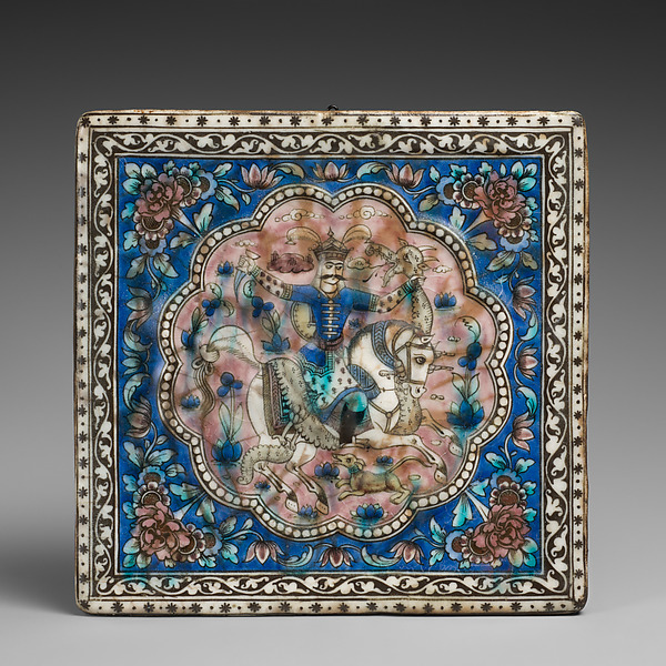 Square Tile Depicting a Horseman Killing a Dragon by an unrecorded maker, The Metropolitan Museum of Art