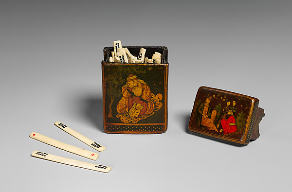 Qajar Lacquer Game Box with Thirty Four Bone Playing Cards by an unrecorded maker, The Metropolitan Museum of Art
