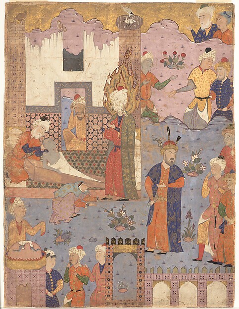 "Muhammad Revives the Sick Boy", Folio from a Falnama (Book of Omens) of Ja'far al-Sadiq by an unrecorded maker, The Metropolitan Museum of Art