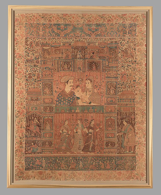 Kalamkari Hanging with Figures in an Architectural Setting