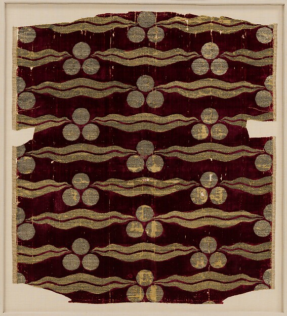 Fragmentary Silk Velvet with Repeating Tiger-stripe and 'Chintamani' Design by an unrecorded maker, The Metropolitan Museum of Art