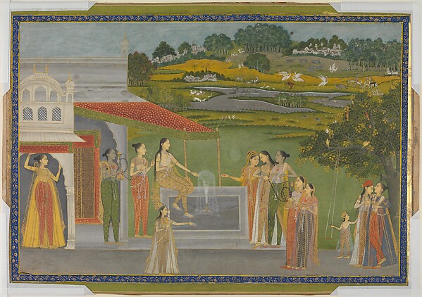 Princesses Gather at a Fountain