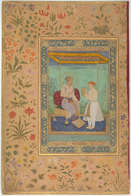 "Jahangir and His Vizier, I'timad al-Daula", Folio from the Shah Jahan Album