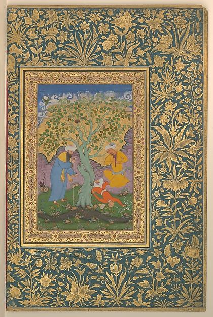"A Youth Fallen From a Tree", Folio from the Shah Jahan Album