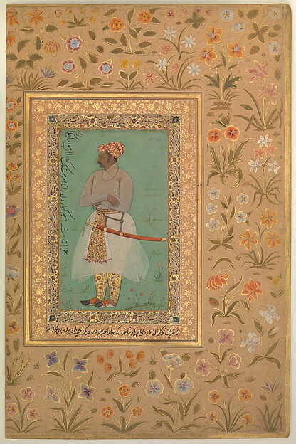"Portrait of Maharaja Bhim Kanwar", Folio from the Shah Jahan Album