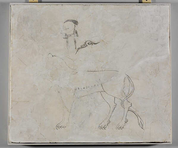 Panel with Sketches of a Man, a Lion and an Arabesque by an unrecorded maker, The Metropolitan Museum of Art