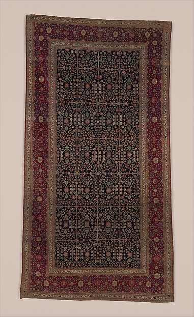Millefleur Carpet with a Flower-and-Trellis Pattern