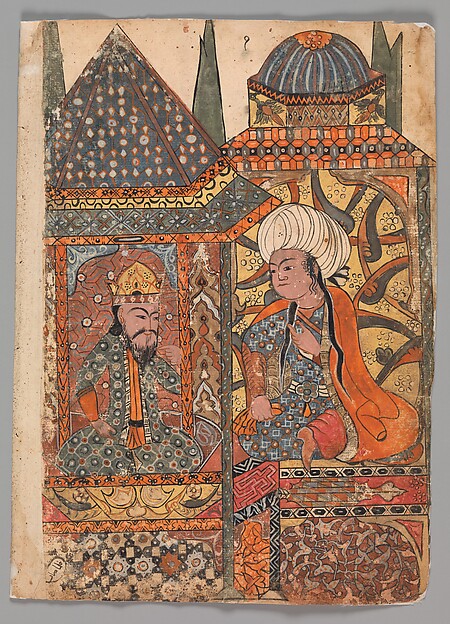 "Burzuyeh is Summoned by Nushirvan on his Return from India", Folio from a Kalila wa Dimna by an unrecorded maker, The Metropolitan Museum of Art