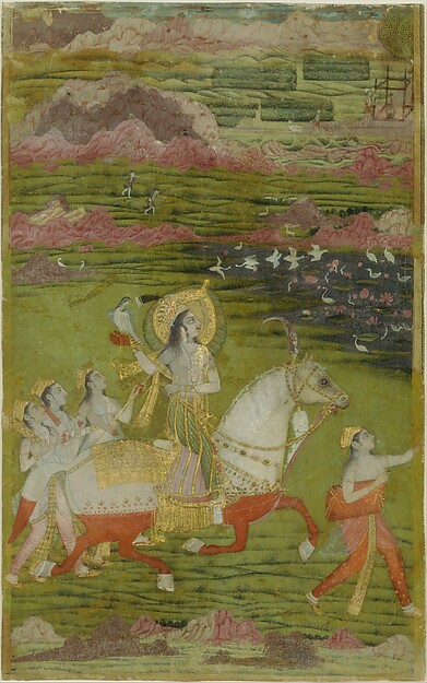 Chand Bibi Hawking with Attendants in a Landscape by an unrecorded maker, The Metropolitan Museum of Art