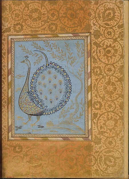 "Calligraphic Composition in Shape of Peacock," Folio from the Bellini Album