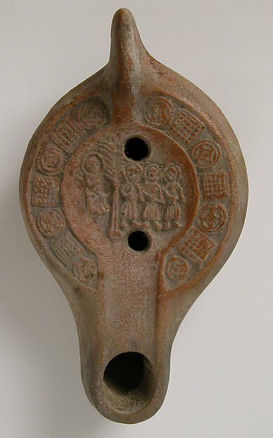Lamp with the Three Hebrews before Nebuchadnezzar by an unrecorded maker, The Metropolitan Museum of Art