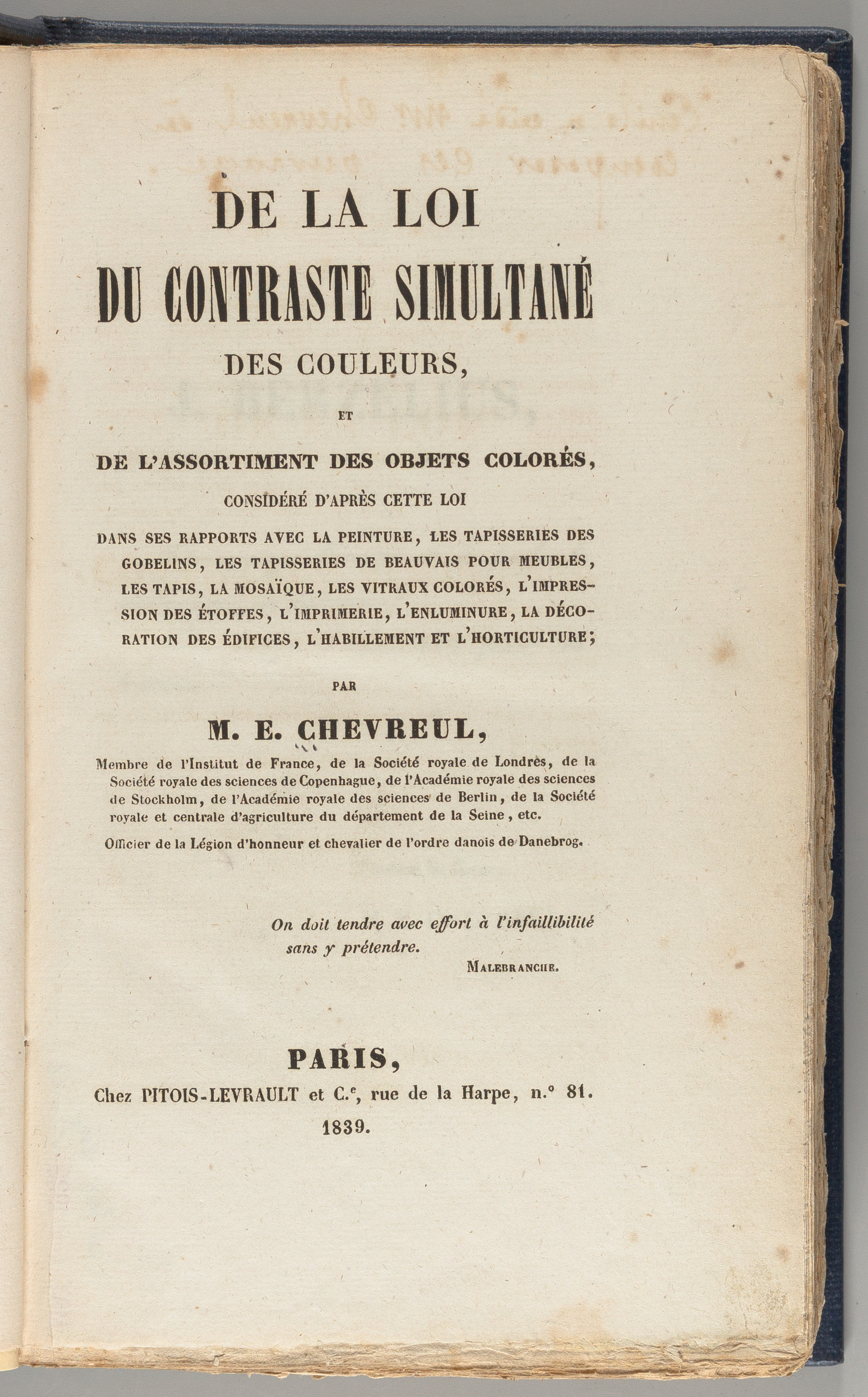 Michel Eugène Chevreul | De la loi du contraste simultané des couleurs ...