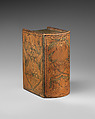 Three-drawer miniature chest in book form, decorated in art nouveau style with, PR monogram