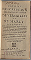 Nouvelle description des chateaux et parcs de Versailles et de Marly : contenant une explication historique de toutes les peintures, tableaux, statues, vases & ornemens qui s'y voient : leurs dimensions : & les noms des peintres, des sculpteurs & des graveurs qui les ont faits, Jean-Aimar Piganiol de La Force (1673–1753)