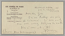Documents concerning Parade: [Letter from Picasso to Cocteau], Pablo Picasso  Spanish