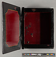 Desk or dresser box in book form, painted with the initial 