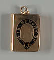 Locket, in memory of, Gold, enamel, glass, textile