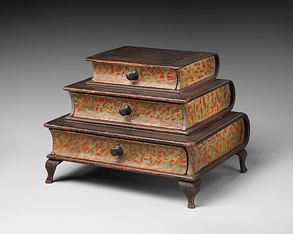 Graduated, three-tiered, footed box in book form by an unrecorded maker, The Metropolitan Museum of Art