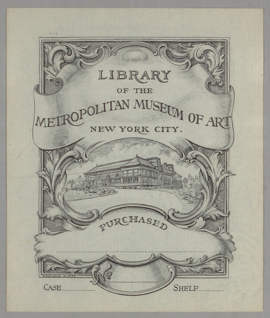 Library of the Metropolitan Museum of Art bookplate by Edwin Davis French, The Metropolitan Museum of Art