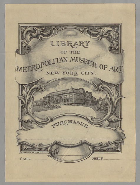 Library of the Metropolitan Museum of Art bookplate by Edwin Davis French, The Metropolitan Museum of Art