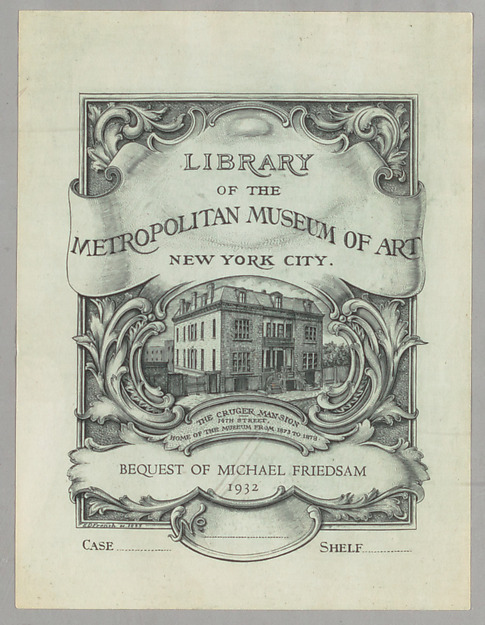 Library of the Metropolitan Museum of Art bookplate by Edwin Davis French, The Metropolitan Museum of Art