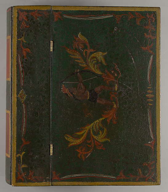 Painted table box in the form of a book, native American motif by an unrecorded maker, The Metropolitan Museum of Art