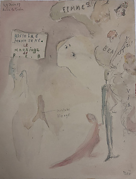 Dans Le Train, Beatrice Wood  American, Watercolor and graphite on paper