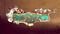 Brooch, Marilyn Davidson  American, Silver, gold, chrysoprase, brass